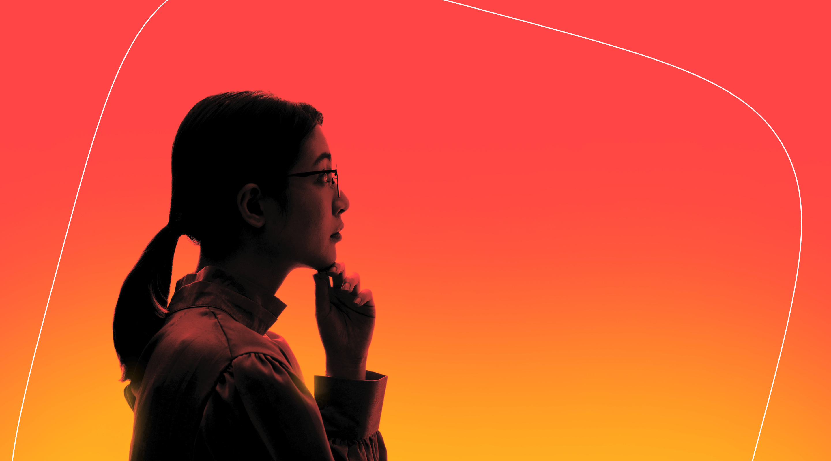 Girl in glasses looking at the web app